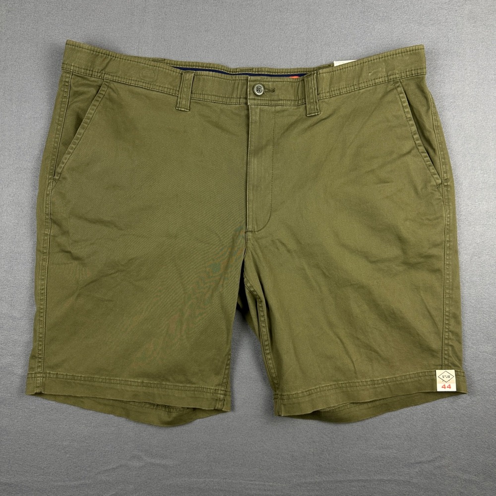 St Johns Bay Mens 44 Green Mountain Power Stretch Comfort Waistband Chino Shorts
